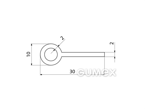 Silikónový profil tvaru "I" s dutinkou, 30x10/2mm, 60°ShA, -60°C/+180°C, transparentný
